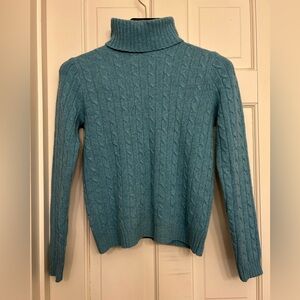 J. Crew Teal Cable Knit Turtleneck Sweater